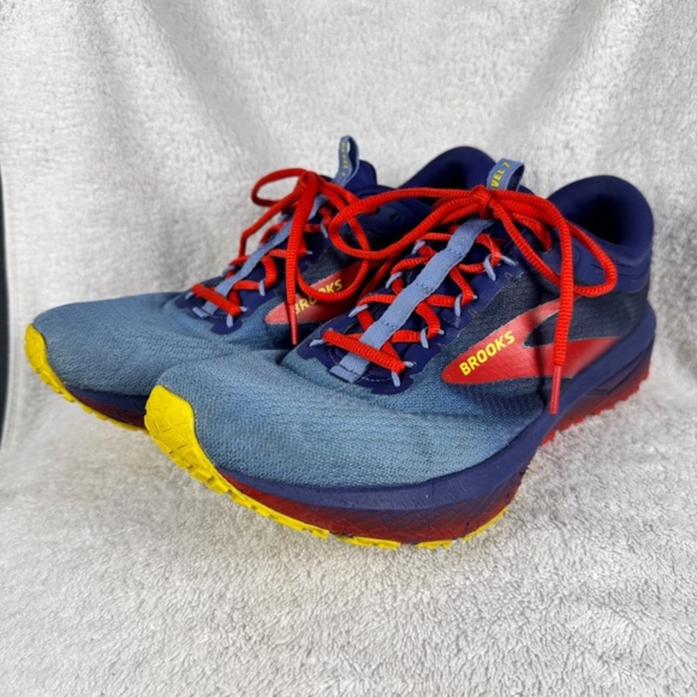 Brooks Men's Revel 7 Blue Red Yellow Running Sneakers! Size 11 Medium D! GUC!